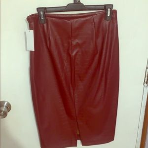 Nicki Minaj Burgundy faux snakeskin pencil skirt